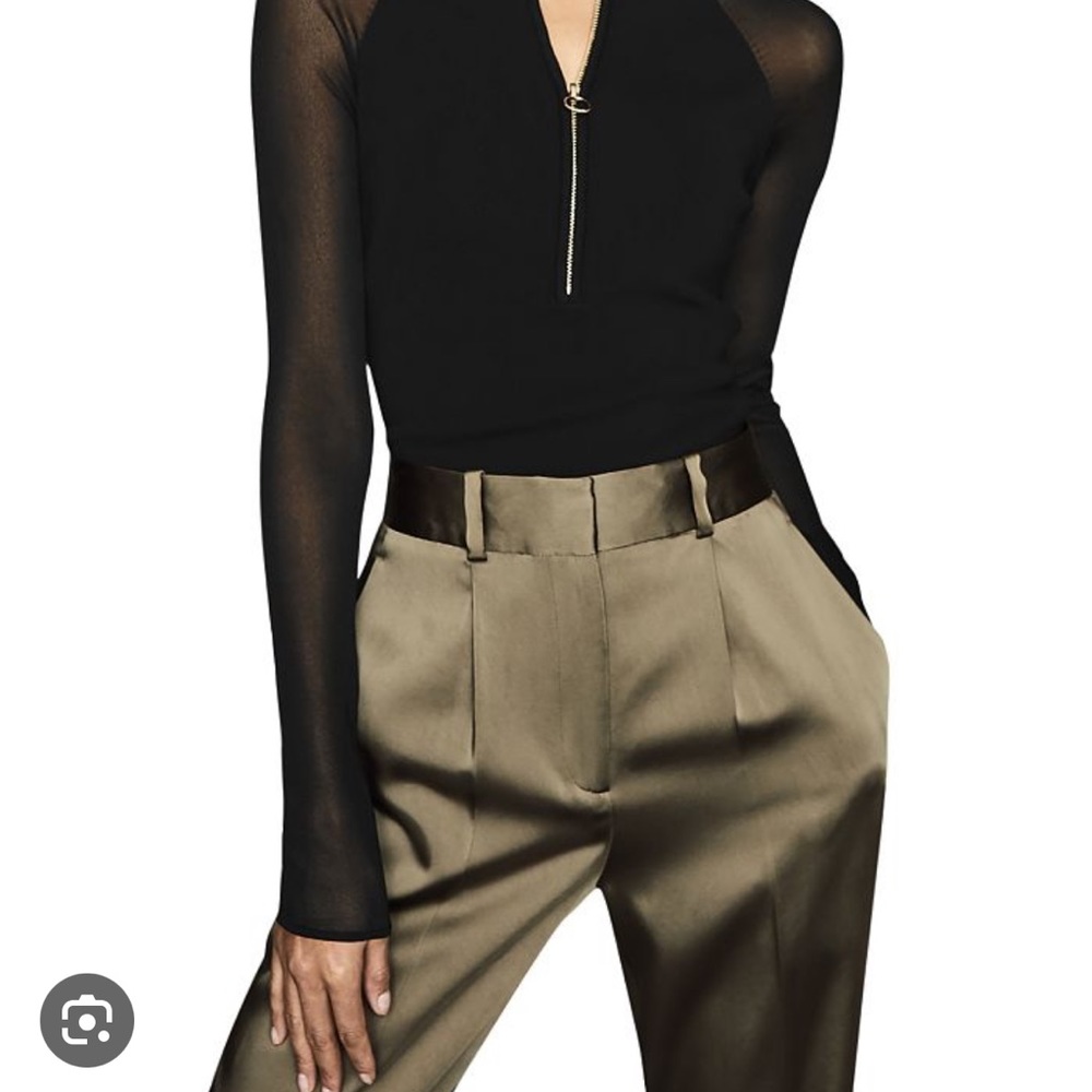 Reiss NWT Lola sheer sleeve zip top size small